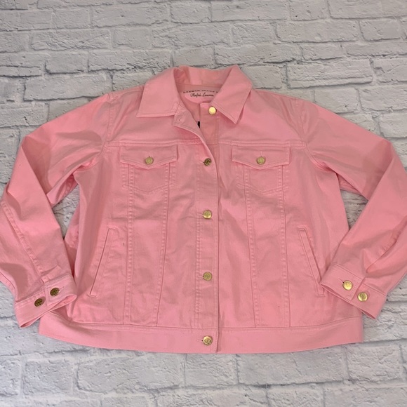 Lauren Ralph Lauren Jackets & Blazers - Lauren Ralph Lauren Pink Jean denim jacket.Gold buttons. Pockets. stretch Sz 1X